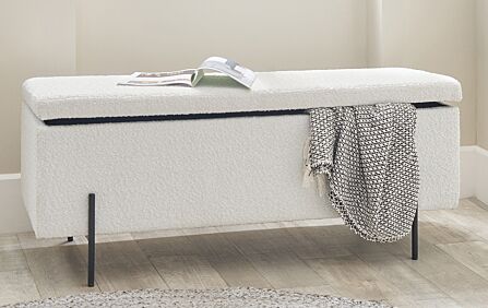 Pacific Lifestyle Catania Bouclé Storage Bench With Black Legs Pacific Lifestyle Catania Bouclé Storage Bench With Black Legs
