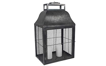 Pacific Lifestyle Dark Grey Galvanised Metal Oblong Large Lantern