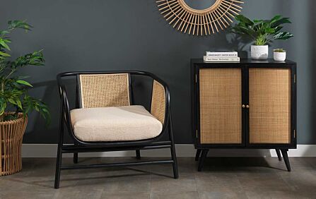 Desser Seoul Black Occasional Chair in Latte Fabric