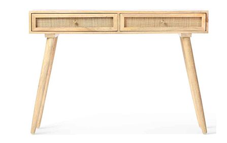 Desser Manhattan 2 Drawer Cane & Wood Console Table In Natural Desser Manhattan 2 Drawer Cane & Wood Console Table In Natural