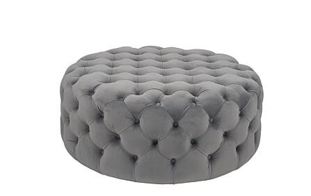 Pacific Lifestyle Vittoria Dove Grey Velvet Round Buttoned Pouffe Pacific Lifestyle Vittoria Dove Grey Velvet Round Buttoned Pouffe