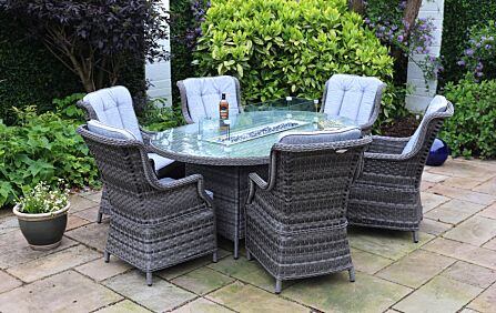 Garda 6 Seater Oval Fire Pit Dining Set