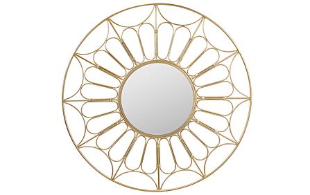 Pacific Lifestyle Gold Metal Cane Effect Frame Round Wall Mirror Pacific Lifestyle Gold Metal Cane Effect Frame Round Wall Mirror