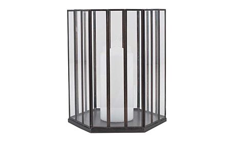 Pacific Lifestyle Antique Brass Metal & Glass Hexagonal Small Lantern Pacific Lifestyle Antique Brass Metal & Glass Hexagonal Small Lantern