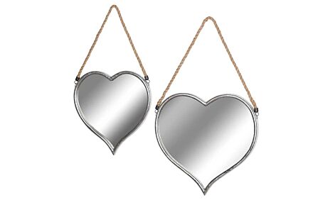 Hill Interiors Set Of Two Heart Mirrors With Rope Detail