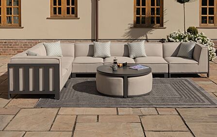 Maze Ibiza Large Corner Sofa Set with Round Coffee Table & Footstools Maze Ibiza Large Corner Sofa Set with Round Coffee Table & Footstools