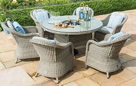 Maze Oxford 6 Seat Round Dining Set with Ice Bucket and Lazy Susan Maze Oxford 6 Seat Round Dining Set with Ice Bucket and Lazy Susan