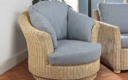 Desser Corsica Cane Rattan Wicker Swivel Chair
