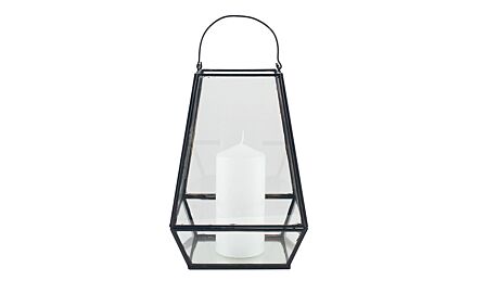 Pacific Lifestyle Matt Black Metal & Clear Glass Geo Lantern Pacific Lifestyle Matt Black Metal & Clear Glass Geo Lantern
