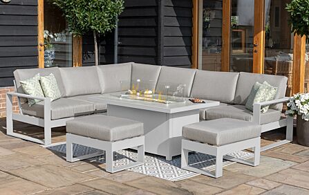 Maze Amalfi Large Corner with Fire Pit Table - White