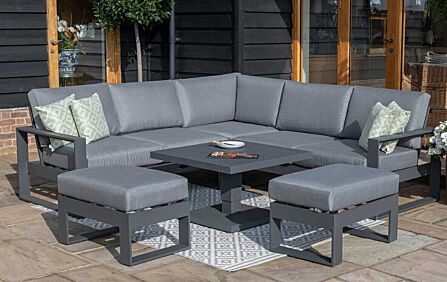 Maze Amalfi Corner Dining Set with Adjustable Table - Grey