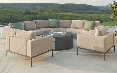 Maze Eve Grande Corner Sofa Set With Firepit - Oatmeal Maze Eve Grande Corner Sofa Set With Firepit - Oatmeal