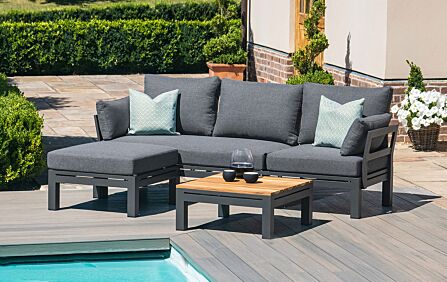 Maze Oslo Chaise Outdoor Sofa Set - Charcoal