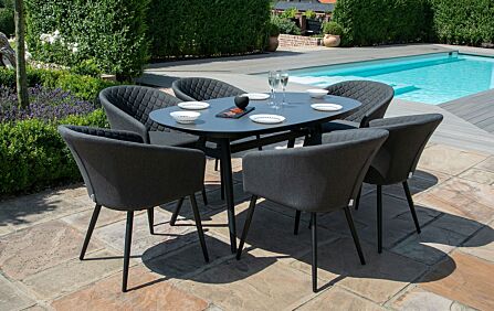 Maze Ambition Outdoor Fabric 6 Seat Oval Dining Set - Charcoal Maze Ambition Outdoor Fabric 6 Seat Oval Dining Set - Charcoal