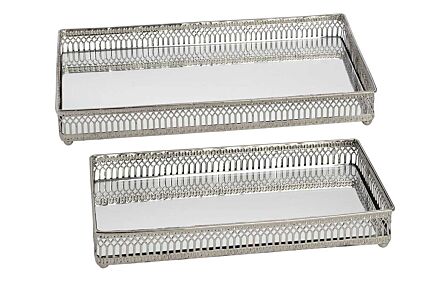 Hill Interiors Set of Rectangular Nickel Plated Trays Hill Interiors Set of Rectangular Nickel Plated Trays