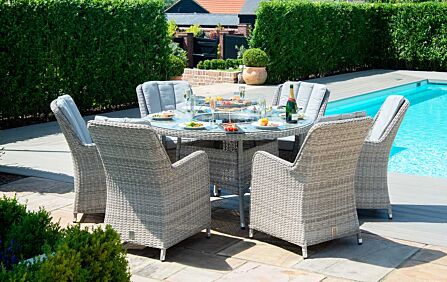 Maze Oxford 6 Seat Fire Pit Dining Set with Lazy Susan Maze Oxford 6 Seat Fire Pit Dining Set with Lazy Susan