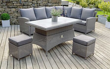 Pacific Lifestyle Barbados Garden Corner Adjustable Ceramic Top Set - Grey