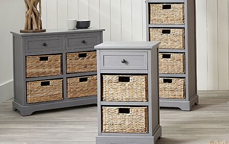 Pacific Lifestyle Devonshire Grey Wood One Drawer Two Basket Unit Pacific Lifestyle Devonshire Grey Wood One Drawer Two Basket Unit