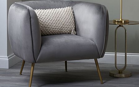 Pacific Lifestyle Lucca Dove Grey Velvet Chair with Gold Legs Pacific Lifestyle Lucca Dove Grey Velvet Chair with Gold Legs