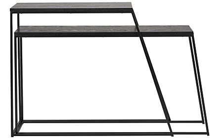 Pacific Lifestyle S/2 Mashiko Black Ash Veneer and Black Metal Console Tables Pacific Lifestyle S/2 Mashiko Black Ash Veneer and Black Metal Console Tables