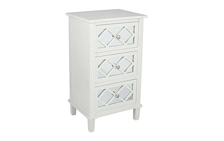 Pacific Lifestyle Puglia Ivory Mirrored Pine Wood 3 Drawer Unit  Pacific Lifestyle Puglia Ivory Mirrored Pine Wood 3 Drawer Unit