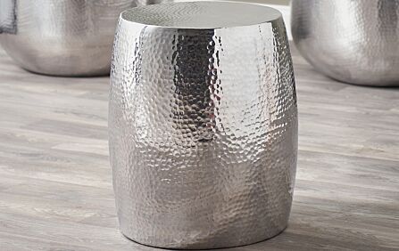 Pacific Lifestyle Sangli Hammered and Polished Aluminium Round Stool Pacific Lifestyle Sangli Hammered and Polished Aluminium Round Stool