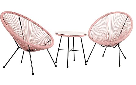 Pacific Lifestyle Rio 3 Piece Garden Bistro Set - Pink Pacific Lifestyle Rio 3 Piece Garden Bistro Set - Pink