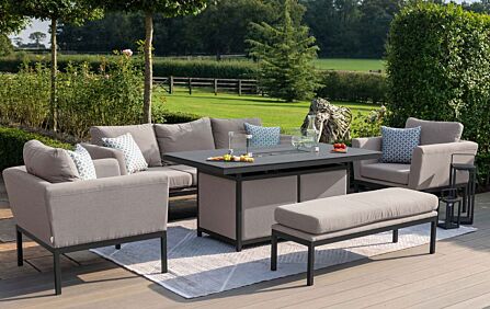 Maze Pulse 3 Seat Sofa Set With Firepit Table - Oatmeal Maze Pulse 3 Seat Sofa Set With Firepit Table - Oatmeal