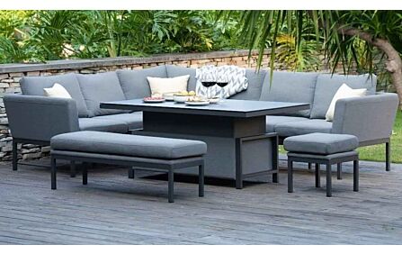 Maze Pulse Rectangular Corner Dining Set with Adjustable Table - Flanelle  Maze Pulse Rectangular Corner Dining Set with Adjustable Table - Flanelle