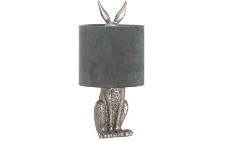 Hill Interiors Silver Hare Lamp With Velvet Grey Shade
