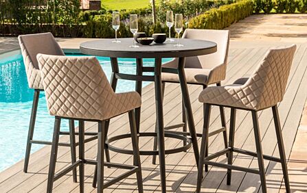Maze Outdoor Fabric Regal 4 Seat Round Bar Set - Oatmeal Maze Outdoor Fabric Regal 4 Seat Round Bar Set - Oatmeal