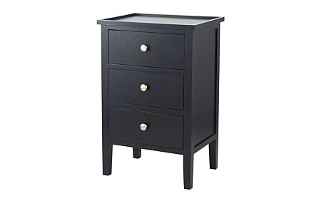 Pacific Lifestyle Chelmsford Satin Black Pine Wood 3 Drawer Bedside Unit Pacific Lifestyle Chelmsford Satin Black Pine Wood 3 Drawer Bedside Unit