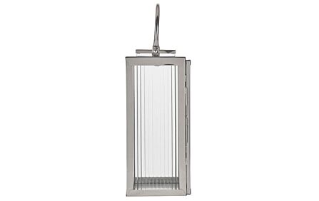 Pacific Lifestyle Silver Metal And Ribbed Glass Lantern Small Pacific Lifestyle Silver Metal And Ribbed Glass Lantern Small