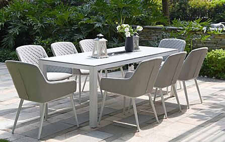 Maze Zest 8 Seat Dining Set with Fire Pit Table - Lead Chine