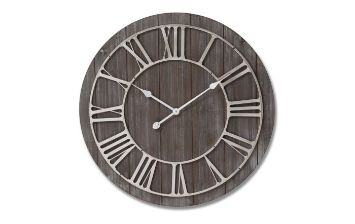 Hill Interiors Wooden Clock with Nickel Detail-18765