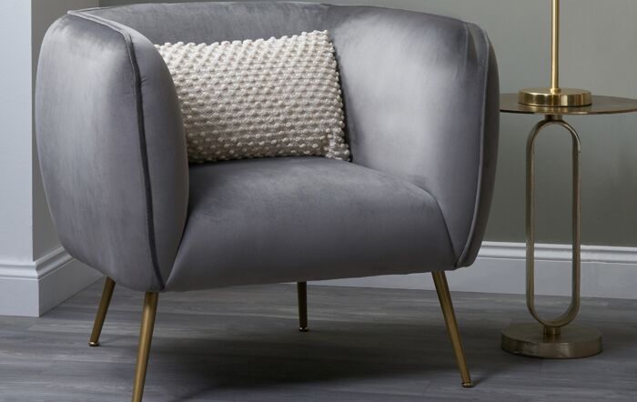 Pacific Lifestyle Lucca Dove Grey Velvet Chair with Gold Legs-15-289-DG