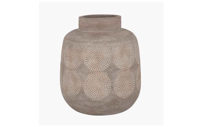 Pacific Lifestyle Aztec Stone Grey Embossed Stoneware Vase-70-612
