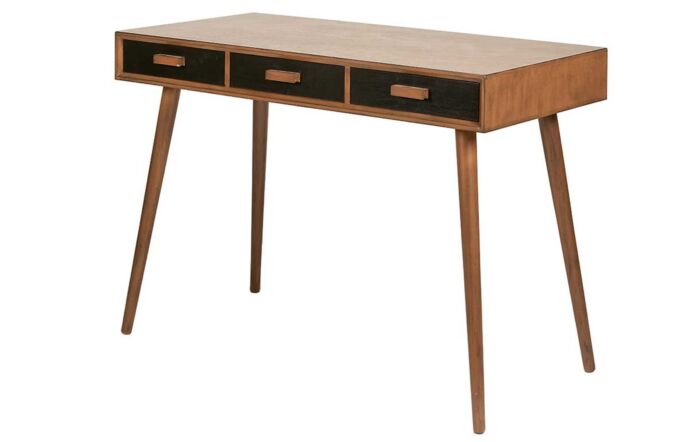 Pacific Lifestyle Klee Black Pine Wood 3 Drawer Desk-76-487