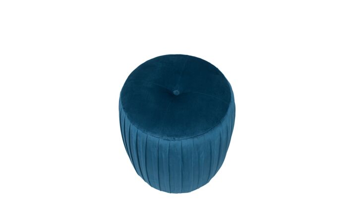 Pacific Lifestyle Bibbiana Sapphire Blue Velvet Buttoned Cylinder Pouffe