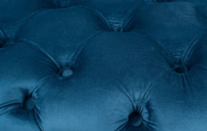 Pacifc Lifestyle Vittoria Sapphire Blue Velvet Round Buttoned Pouffe