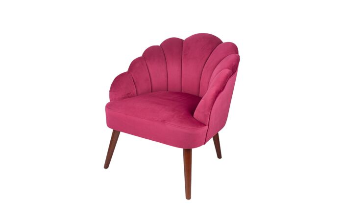 Pacific Lifestyle Borello Raspberry Velvet Shell Chair with Walnut Effect Legs