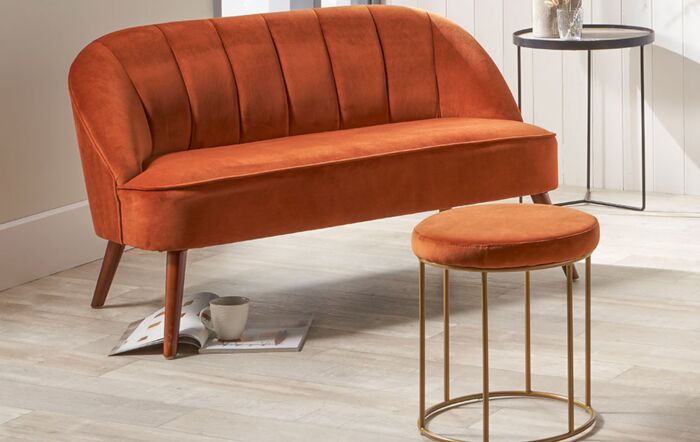 Pacific Lifestyle Verena Tobacco Velvet Stool with Gold Metal Frame Pacific Lifestyle Verena Tobacco Velvet Stool with Gold Metal Frame