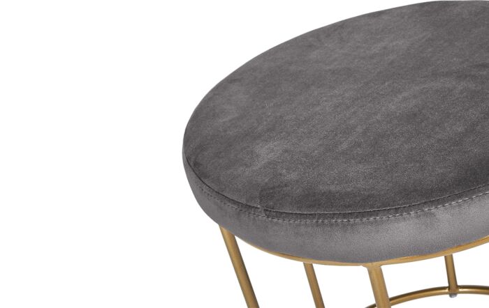 Pacific Lifestyle Verena Dove Grey Velvet Stool with Gold Metal Frame