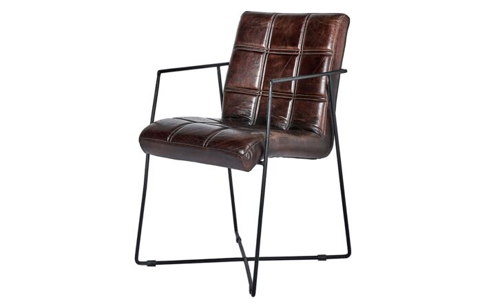Pacific Lifestyle Graziano Mahogany Leather and Iron Arm Chair Pacific Lifestyle Graziano Mahogany Leather and Iron Arm Chair