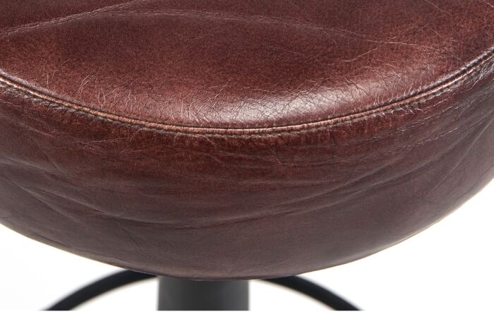 Pacific Lifestyle Marco Mahogany Leather and Iron Round Bar Stool
