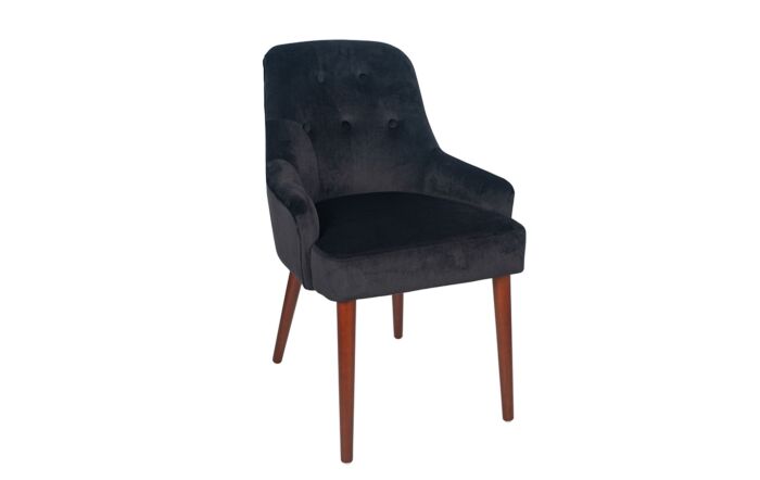 Pacific Lifestyle Antoinette Black Velvet Armed Dining Chair Walnut Effect Legs