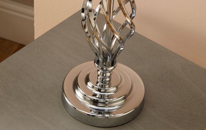 Pacific Lifestyle Jenna Silver Metal Twist Detail Table Lamp Pacific Lifestyle Jenna Silver Metal Twist Detail Table Lamp