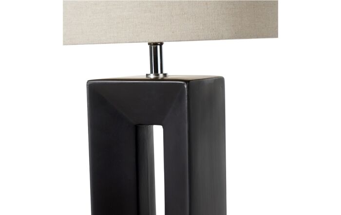 Pacific Lifestyle Block Black Ceramic Tall Table Lamp