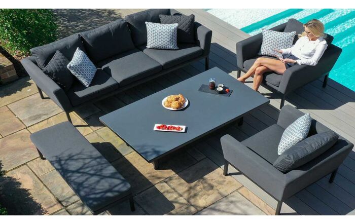 Maze Pulse 3 Seat Sofa Dining Set with Rising Table - Charcoal Maze Pulse 3 Seat Sofa Dining Set with Rising Table - Charcoal