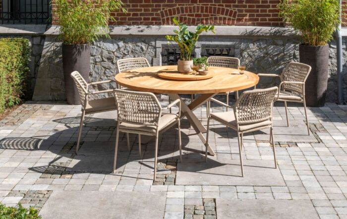4 Seasons Outdoor Barista 6 Seat Dining Set With Lazy Susan